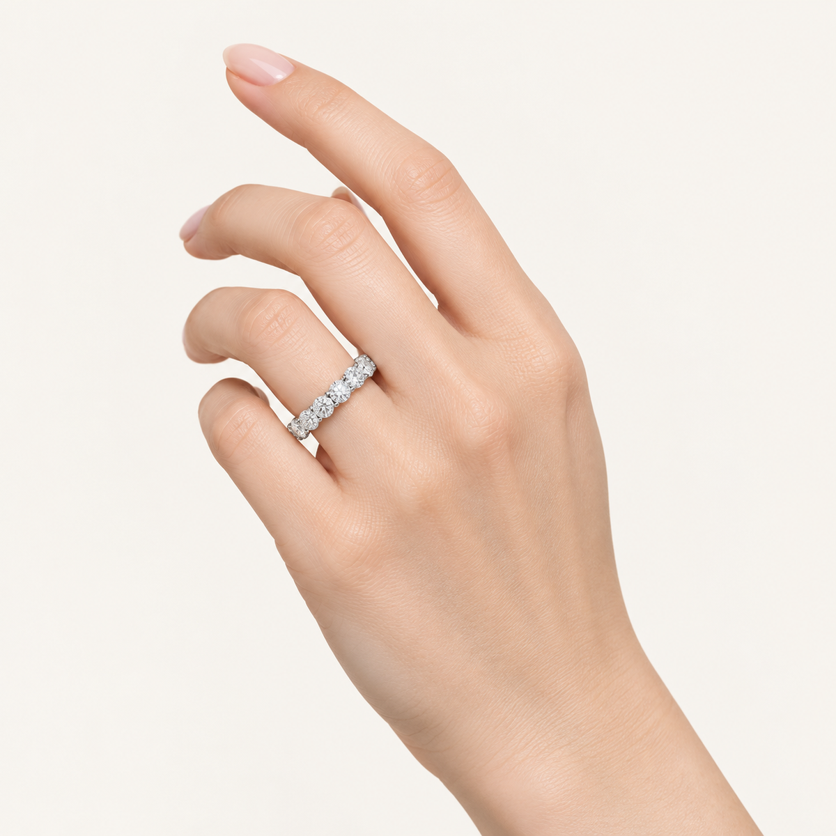 4.00 CT Round Cut Lab Grown Diamond Eternity Band Set
