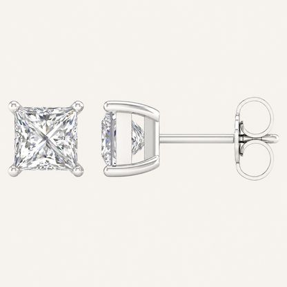 3.00 CT Princess Lab Grown Diamond Stud Earrings