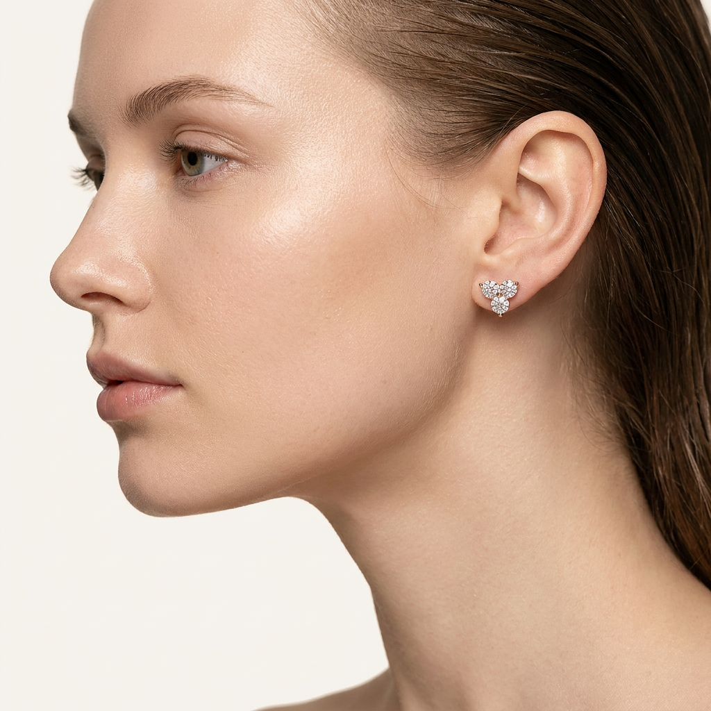 1.5CT Round Cut Lab Grown Diamond Three Stone Earrings