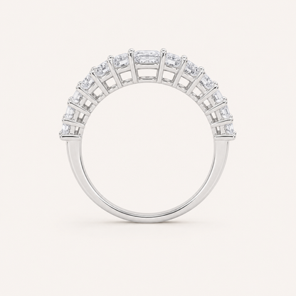 5.00 CT Emerald Cut Lab Grown Diamond Split Prong Eternity Ring
