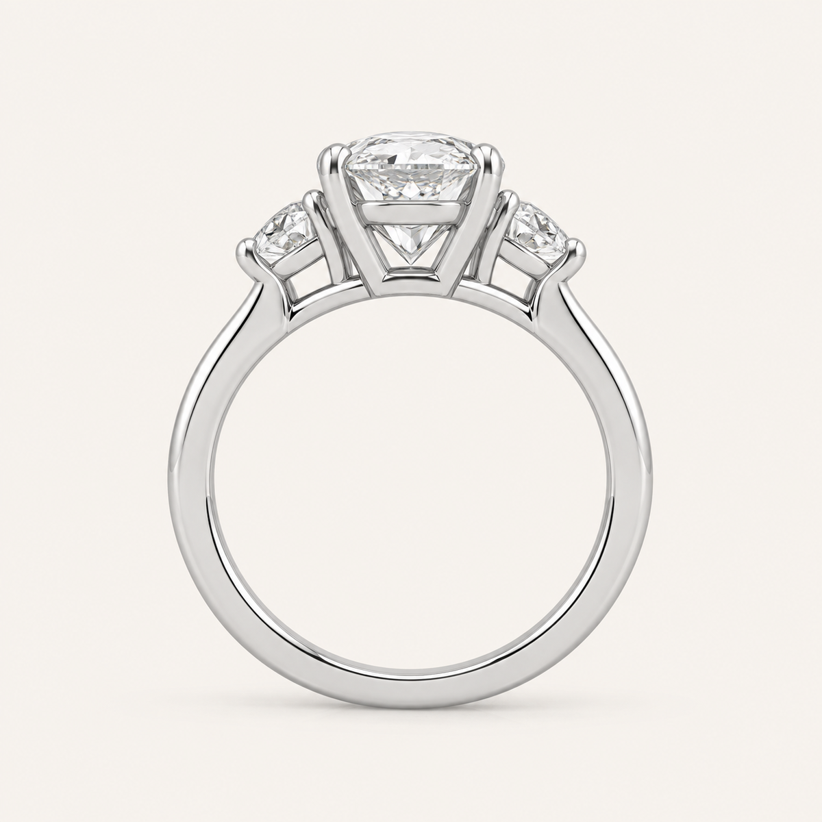 3.66CT Pear Cut Lab Grown Diamond Three Stone Ring