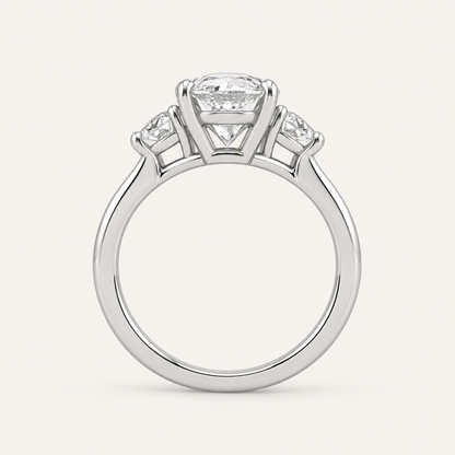 3.66CT Pear Cut Lab Grown Diamond Three Stone Ring