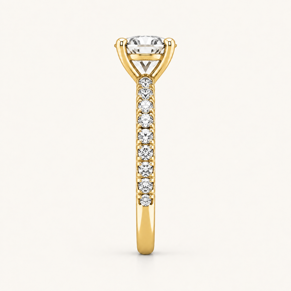 1.00CT Round Cut Diamond Side Stone Ring