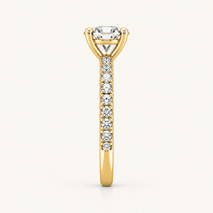 1.00CT Round Cut Diamond Side Stone Ring