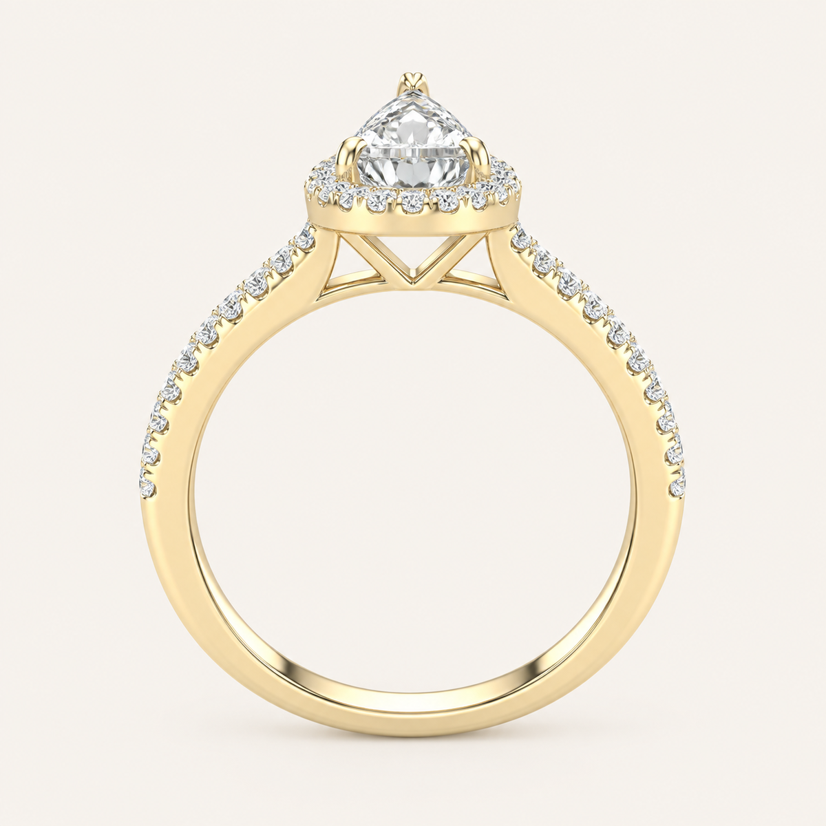 1.25CT Pear Cut Lab Grown Diamond Halo Side Stone Ring