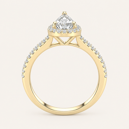 1.25CT Pear Cut Lab Grown Diamond Halo Side Stone Ring