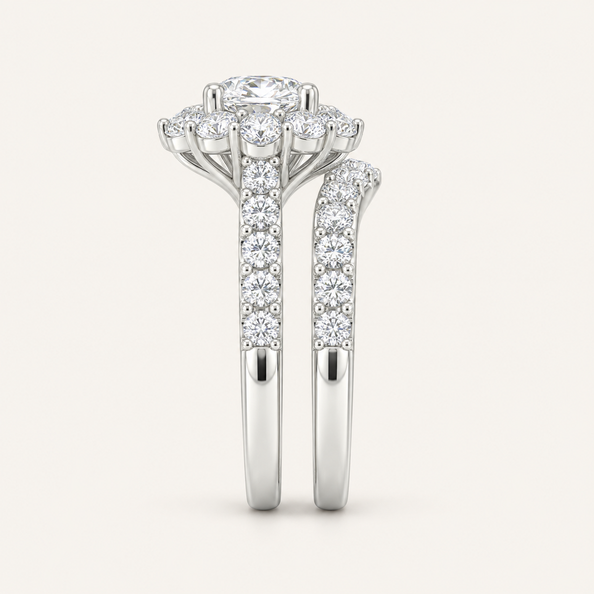 3.00CT Round Cut Lab Grown Diamond Bridal Ring Set