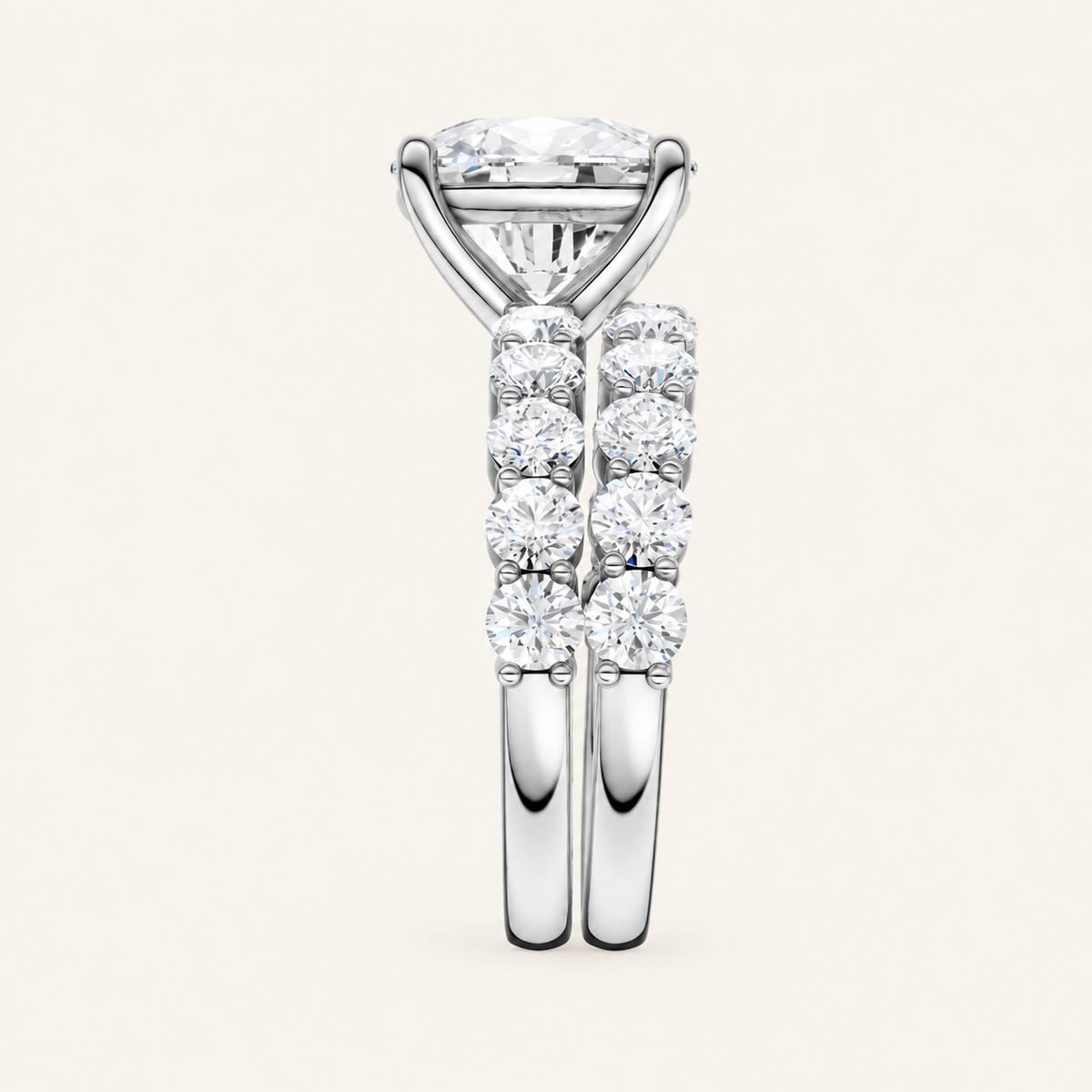 5.00CT Cushion Cut Lab Grown Diamond Bridal Set