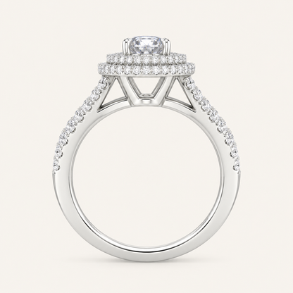 1.50CT Oval Cut Lab Grown Diamond Halo Side Stone Ring