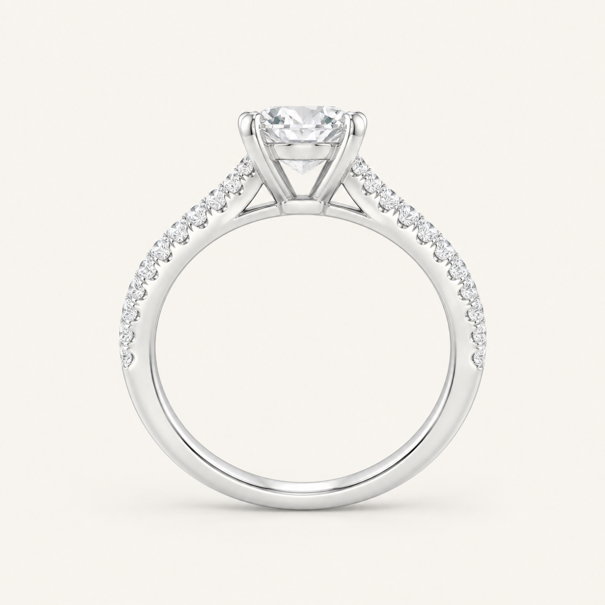 1.75CT Round Cut Lab Grown Diamond Side Stone Ring
