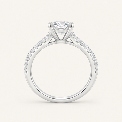 1.75CT Round Cut Lab Grown Diamond Side Stone Ring