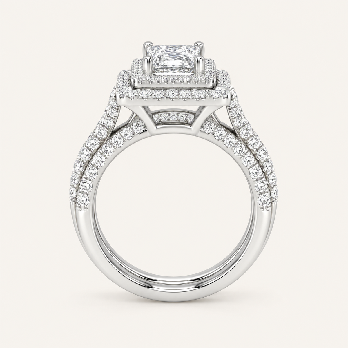 2.25CT Princess Cut Lab Grown Diamond Cluster Ring