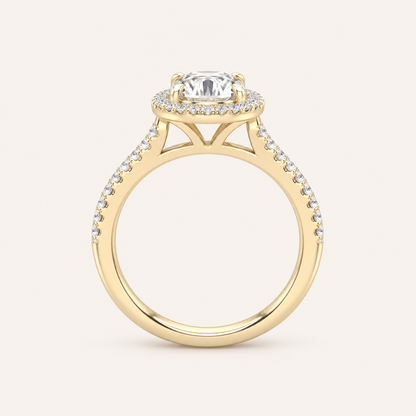 2.25CT Oval Cut Lab Grown Diamond Halo Side Stone Ring
