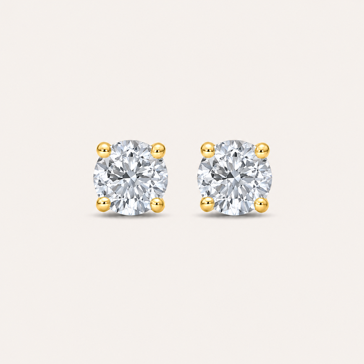 4CT Round Cut Lab Grown Diamond Classic Basket Set Stud Earrings