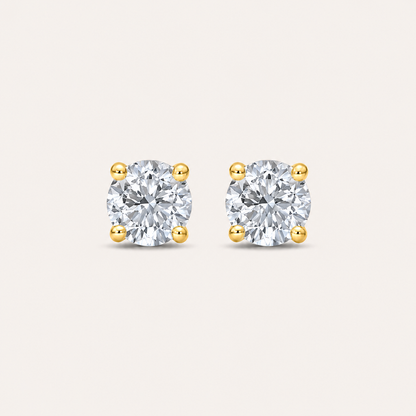 4CT Round Cut Lab Grown Diamond Classic Basket Set Stud Earrings