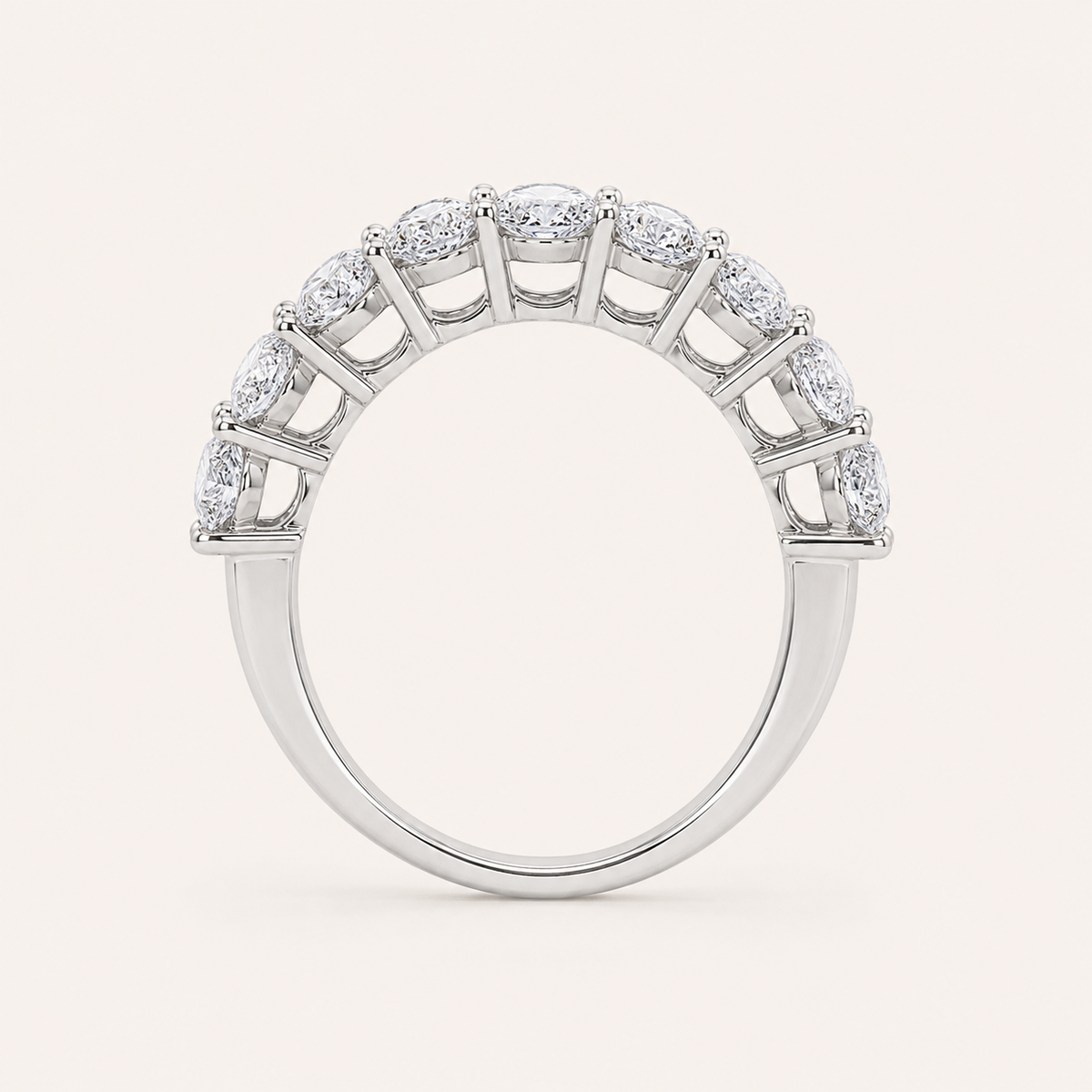 2.65CT Oval Cut Lab Grown Diamond Split Prong Eternity Ring