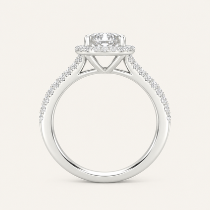 1.75CT Round Cut Lab Grown Diamond Halo Side Stone Ring