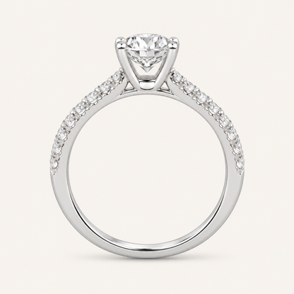 1.00CT Round Cut Lab Grown Diamond Hidden Halo Side Stone Ring