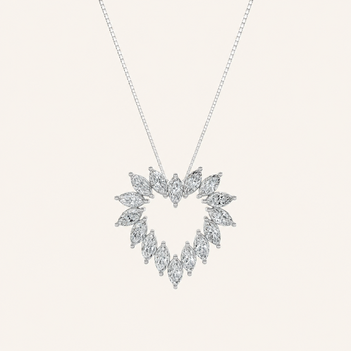 3CT Marquise Cut Lab Grown Diamond Heart Pendant Necklace