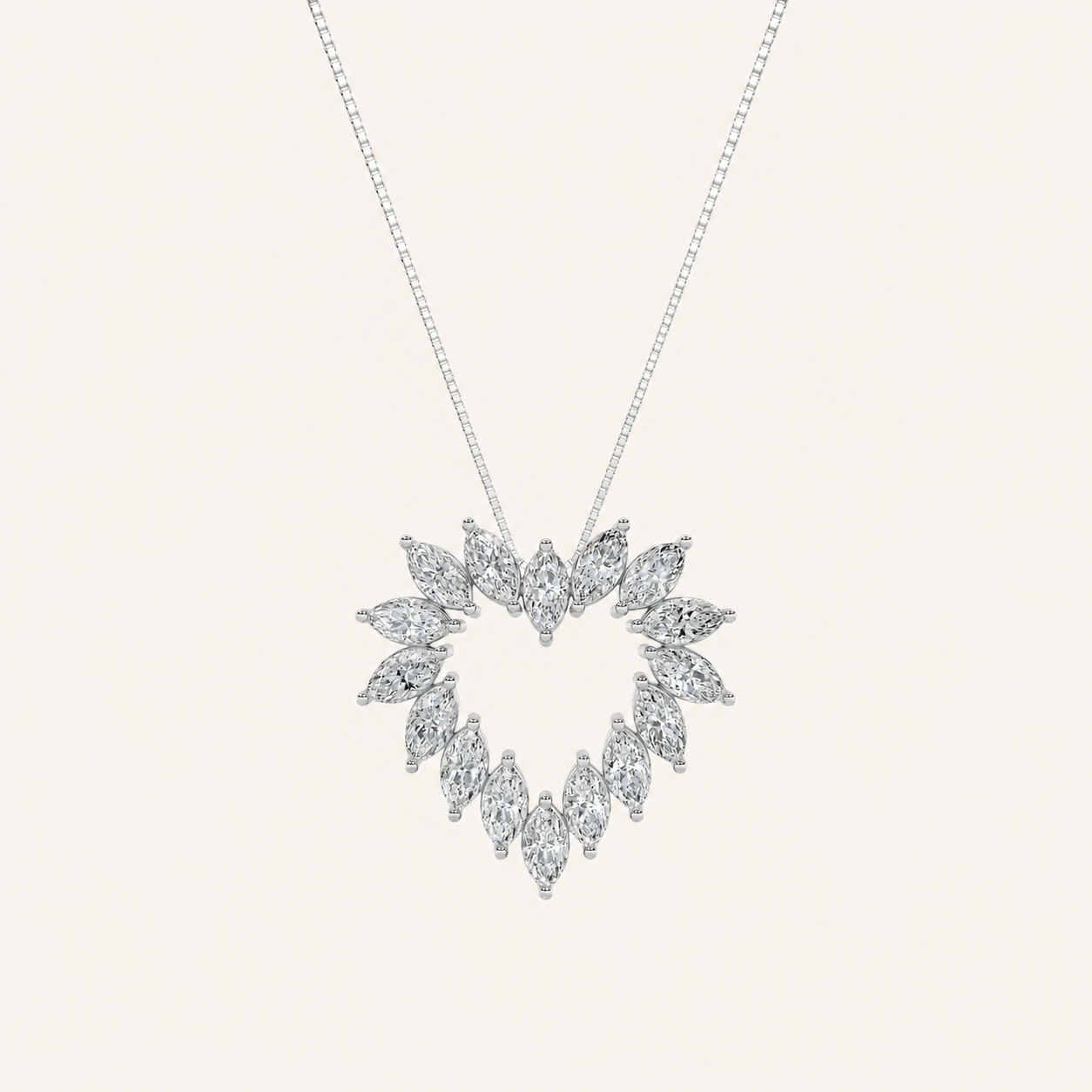 3CT Marquise Cut Lab Grown Diamond Heart Pendant Necklace