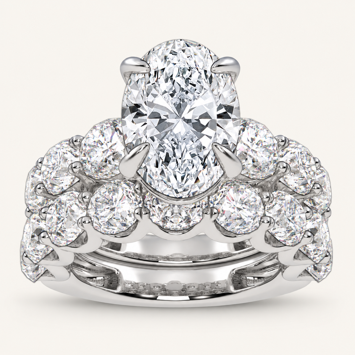 10.00CT Oval Cut Lab Grown Diamond Bridal Set Ring