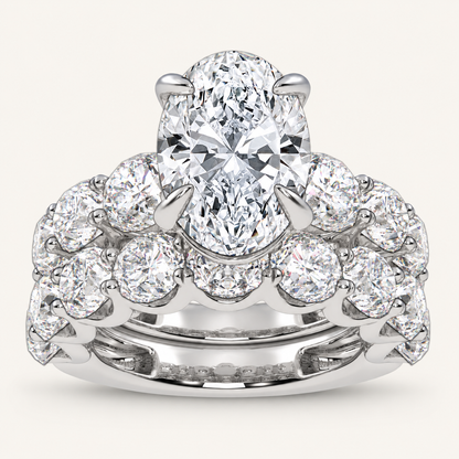 10.00CT Oval Cut Lab Grown Diamond Bridal Set Ring