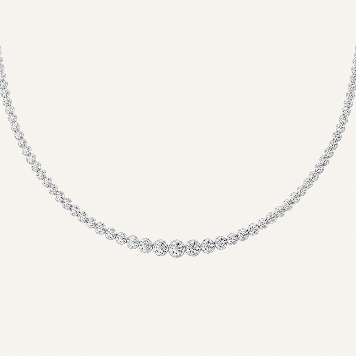 7CT Round Cut Lab Grown Diamond Graduating Tennis Necklace