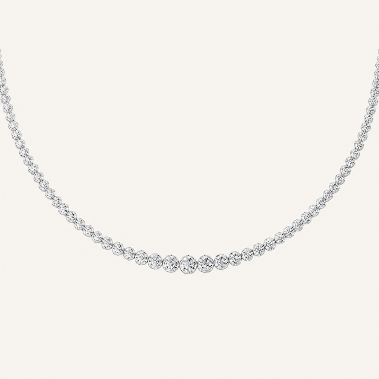 7CT Round Cut Lab Grown Diamond Graduating Tennis Necklace