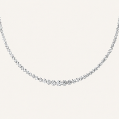 7CT Round Cut Lab Grown Diamond Graduating Tennis Necklace