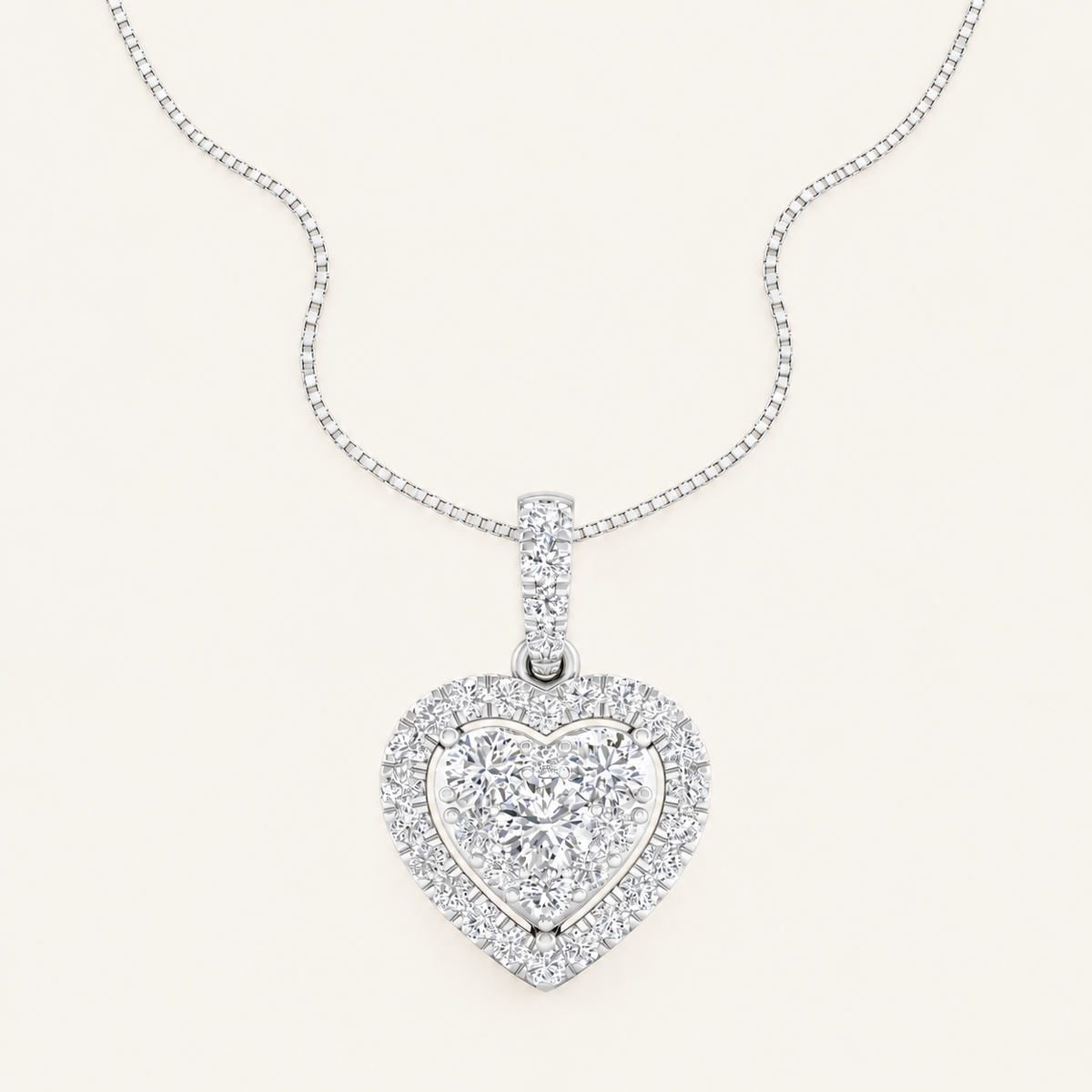 0.50CT Round Cut Lab Grown Diamond Heart Pendant Necklace