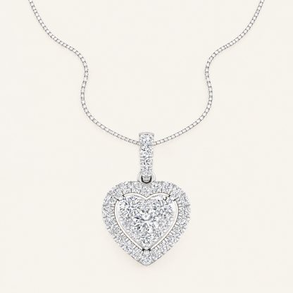 0.50CT Round Cut Lab Grown Diamond Heart Pendant Necklace