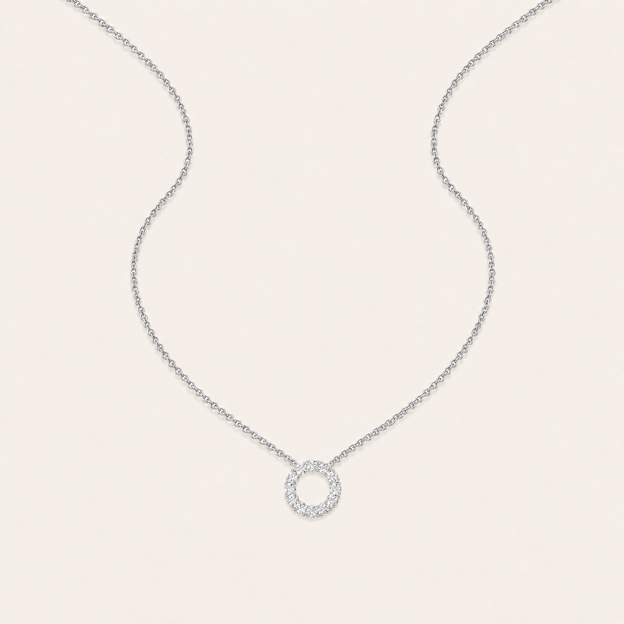 2CT Round Cut Lab Grown Diamond Circle Pendant Necklace