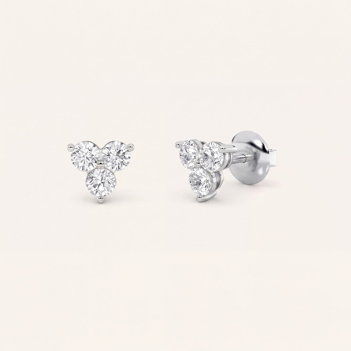 1.5CT Round Cut Lab Grown Diamond Three Stone Earrings