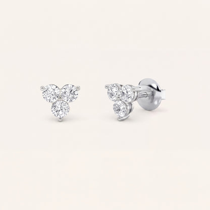 1.5CT Round Cut Lab Grown Diamond Three Stone Earrings