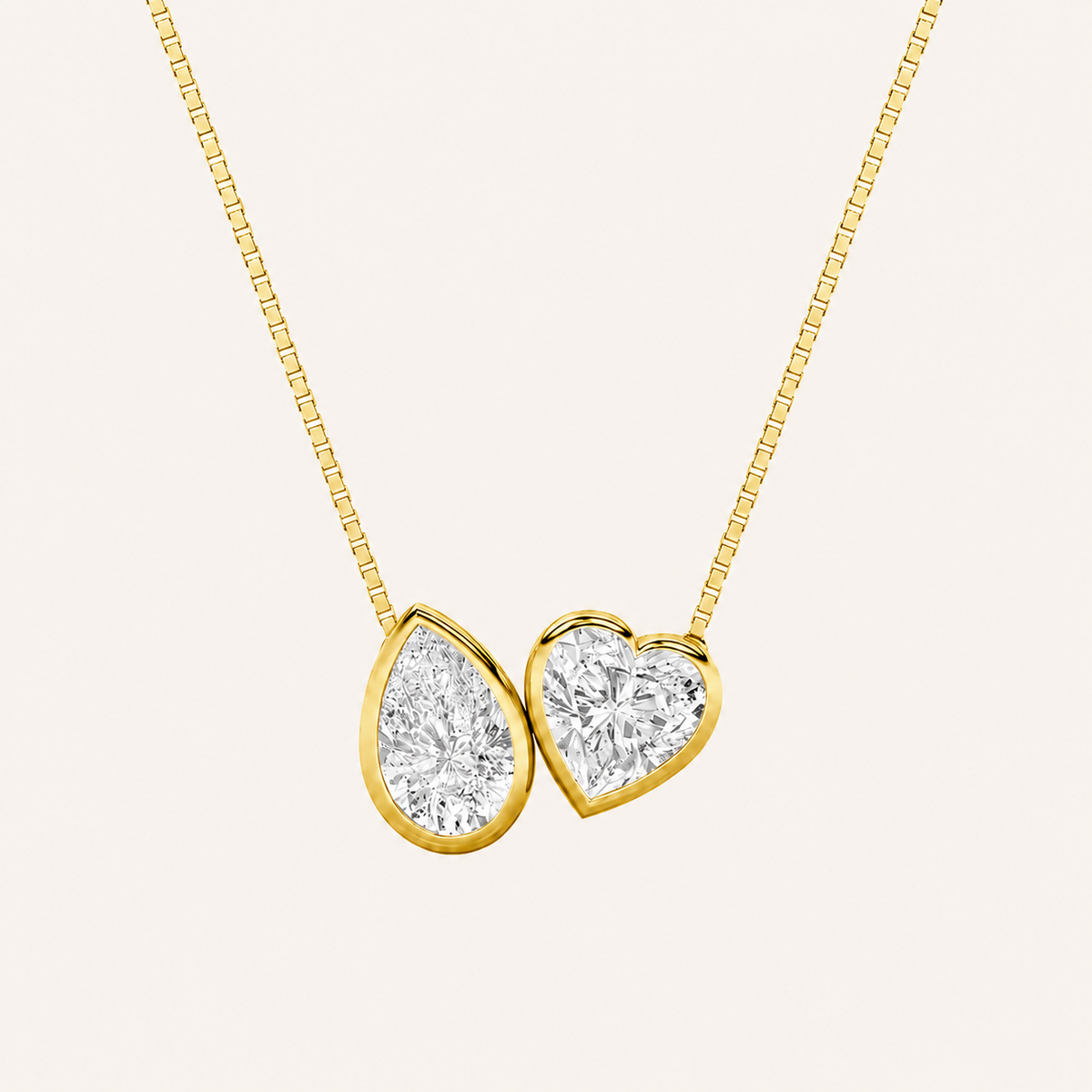 2CT Pear and Heart Cut Lab Grown Diamond Pendant Necklace