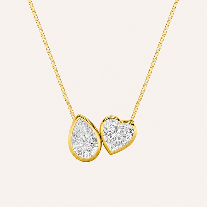 2CT Pear and Heart Cut Lab Grown Diamond Pendant Necklace