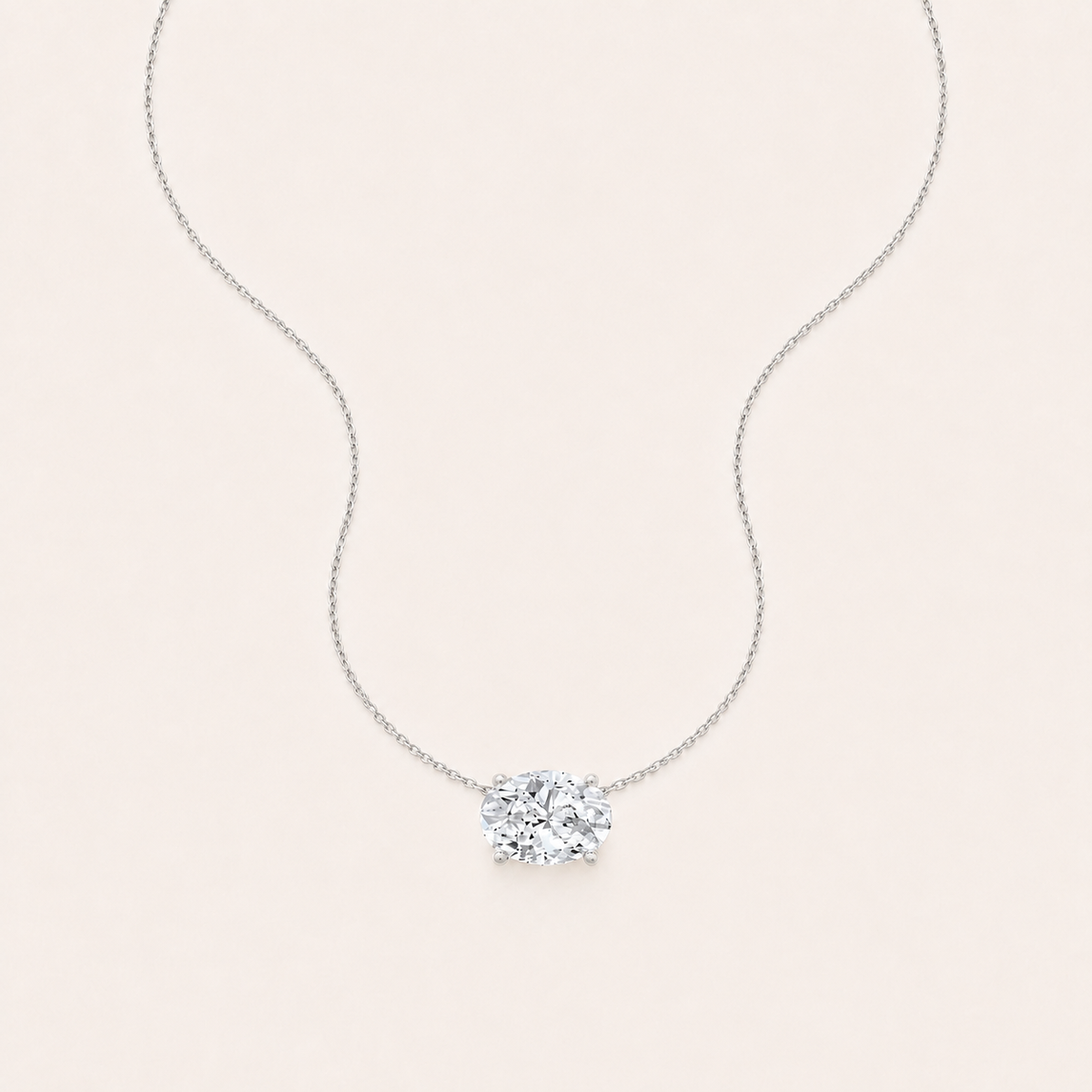 2 Ct Oval Lab Grown Diamond East West Pendant Necklace