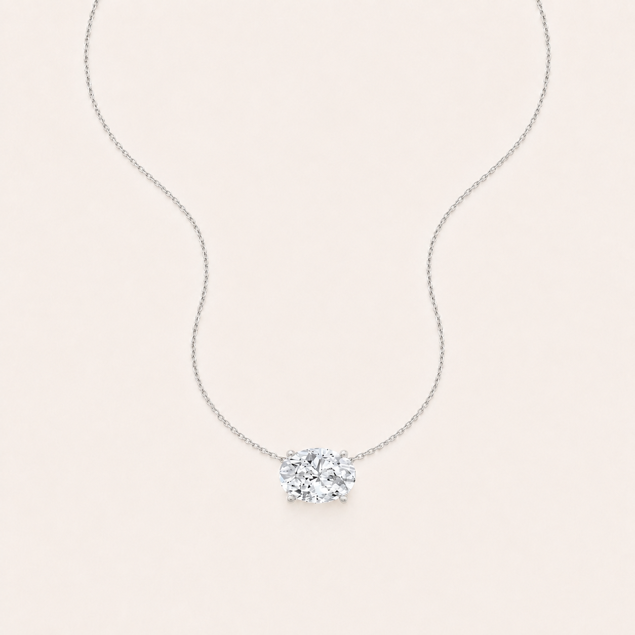 2 Ct Oval Lab Grown Diamond East West Pendant Necklace