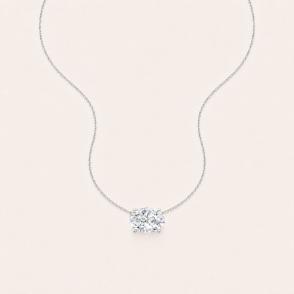 2 Ct Oval Lab Grown Diamond East West Pendant Necklace