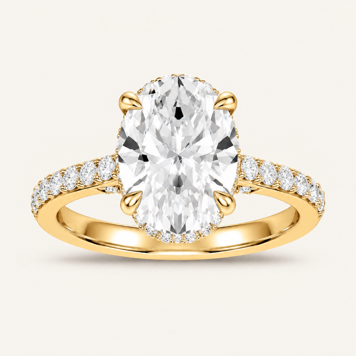 3.50CT Oval Cut Lab Grown Diamond Hidden Halo Side Stone Ring