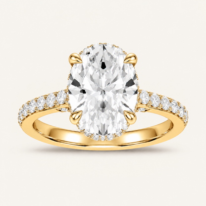 3.50CT Oval Cut Lab Grown Diamond Hidden Halo Side Stone Ring