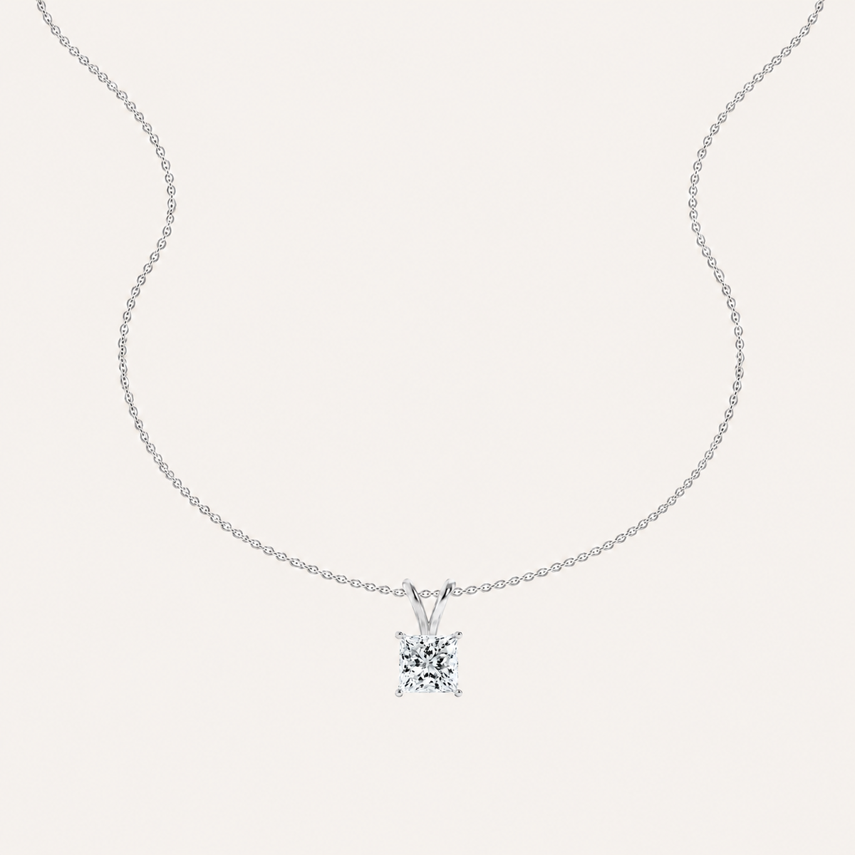 3CT Princess Cut Lab Grown Diamond Split Bale Pendant Necklace