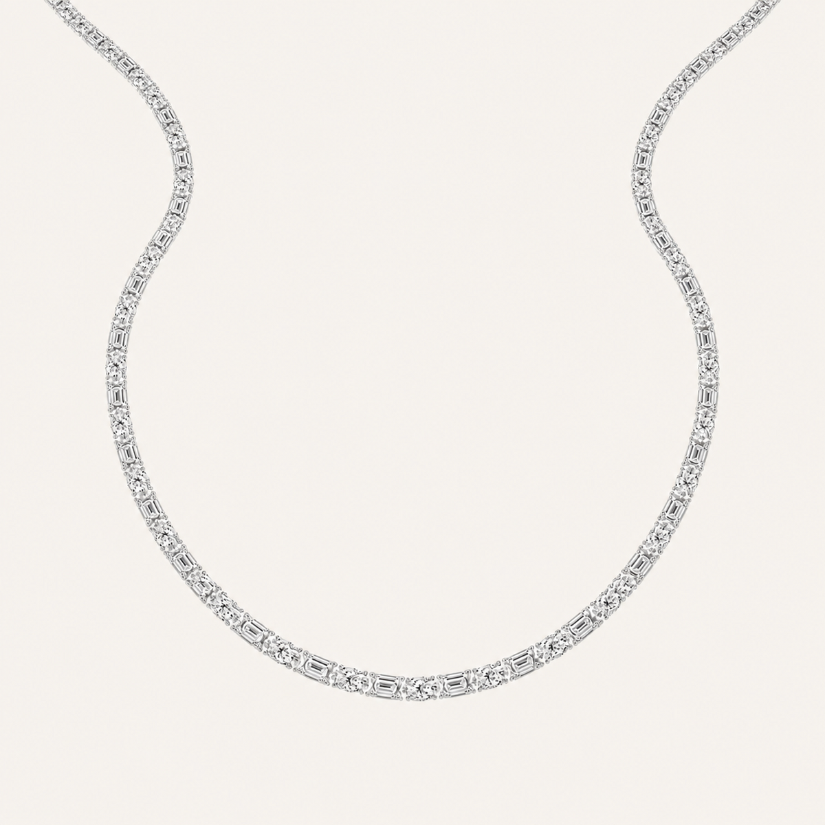 25CT Round Cut Lab Grown Diamond Tennis Necklace