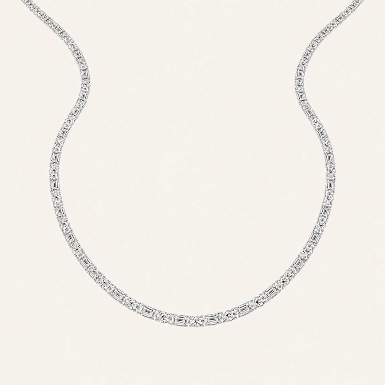 25CT Round Cut Lab Grown Diamond Tennis Necklace
