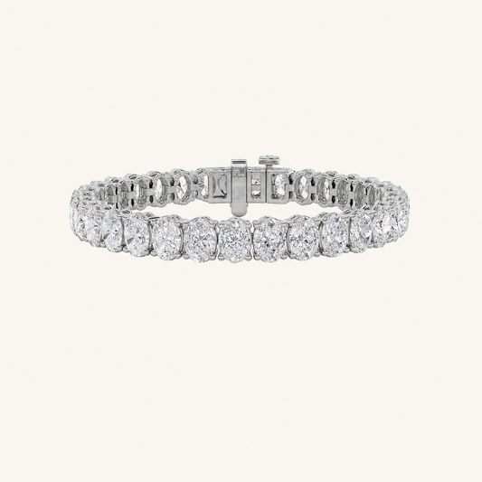 24CT Oval Cut Lab Grown Diamond Tennis Bracelet