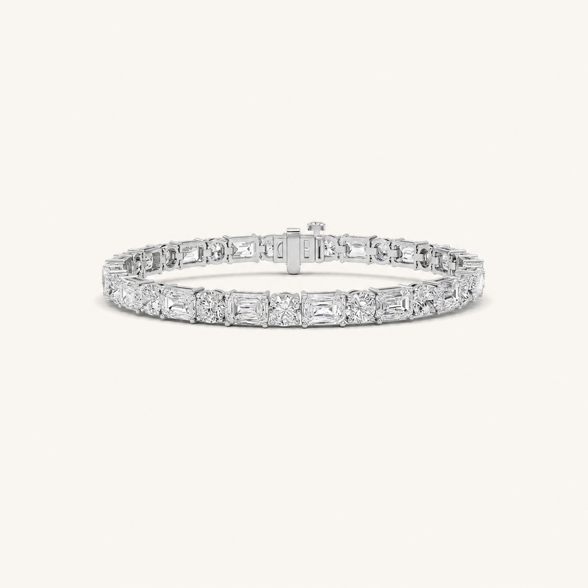 15CT Emerald And Round Cut Lab Grown Diamond Bracelet