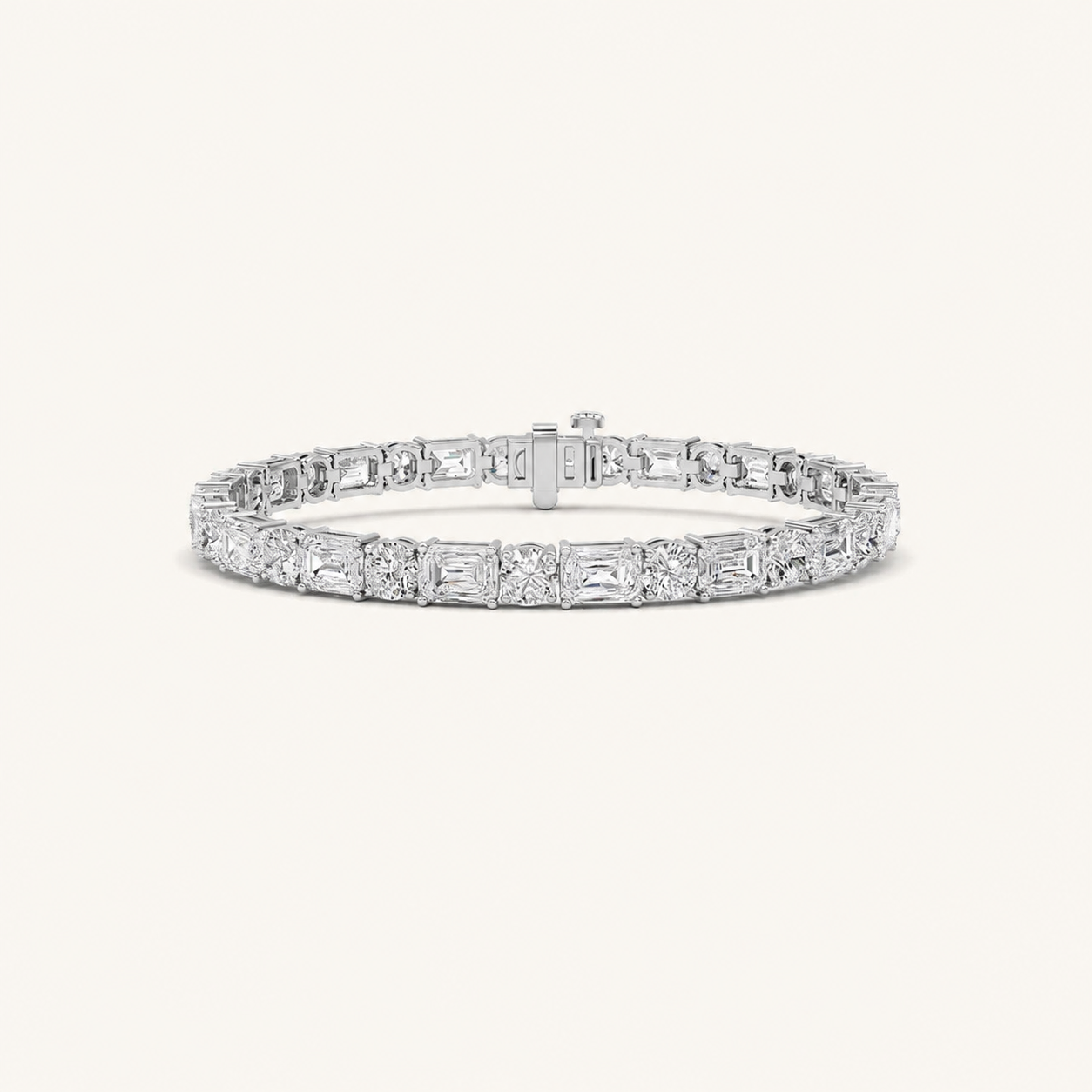 15CT Emerald And Round Cut Lab Grown Diamond Bracelet
