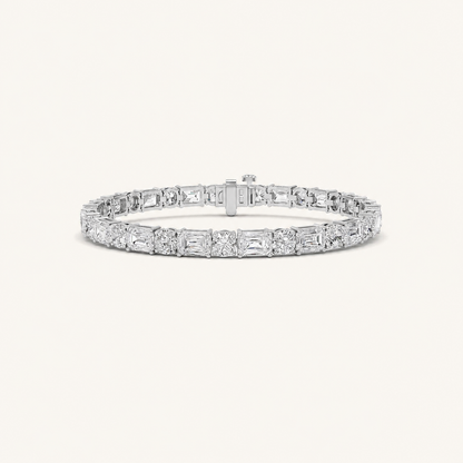 15CT Emerald And Round Cut Lab Grown Diamond Bracelet