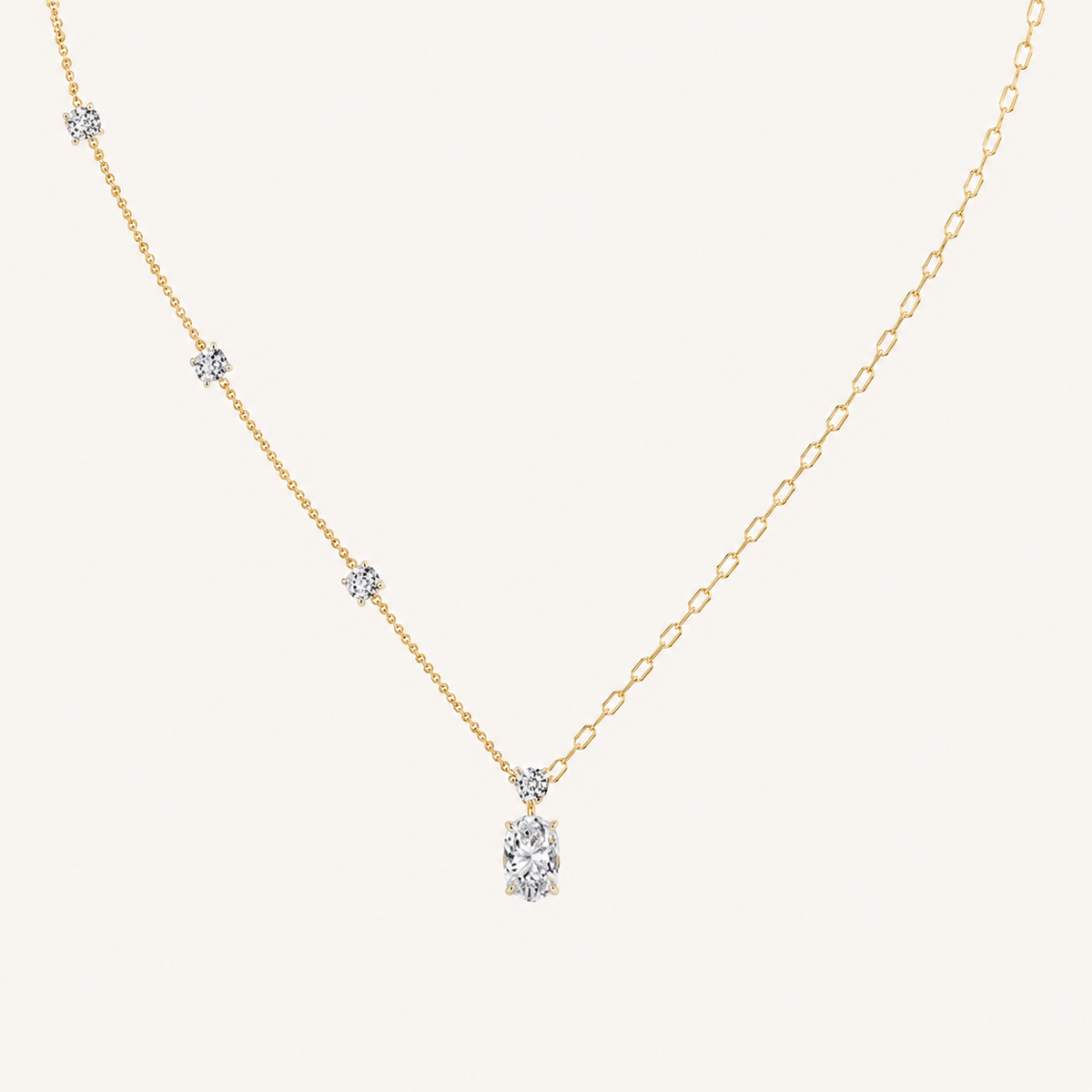 3.5CT Oval Cut Lab Grown Diamond Necklace