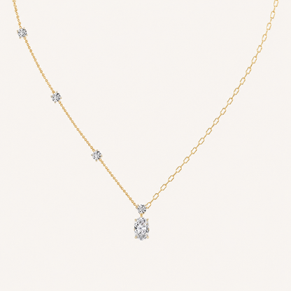 3.5CT Oval Cut Lab Grown Diamond Necklace